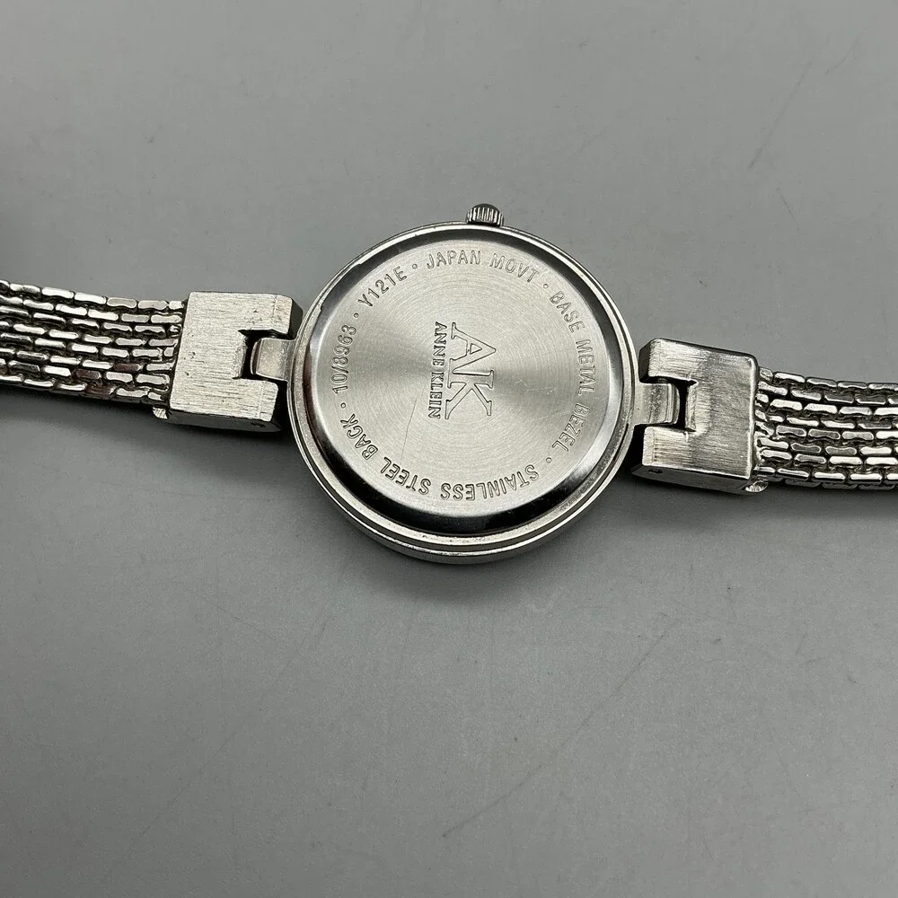 Anne Klein Womens Watch 26mm MOP Dial Silver Tone Crystals New Battery 7.25